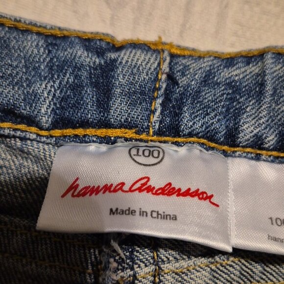 Hanna Andersson girls size 100 or 4 medium wash with flower ribbon on leg - Picture 5 of 7